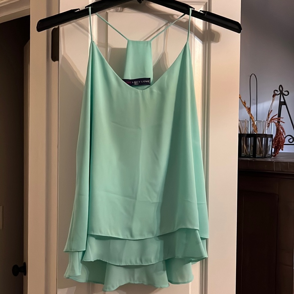 Turquoise flowy tank